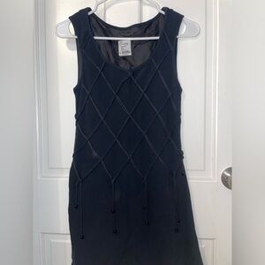 Moschino Mini Black Dress String & Bead Detail